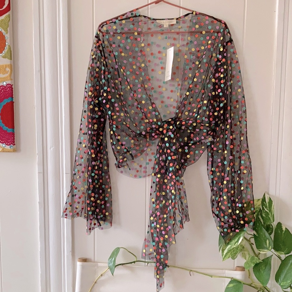 Hot & Delicious Mesh Polka Dot Tie Top